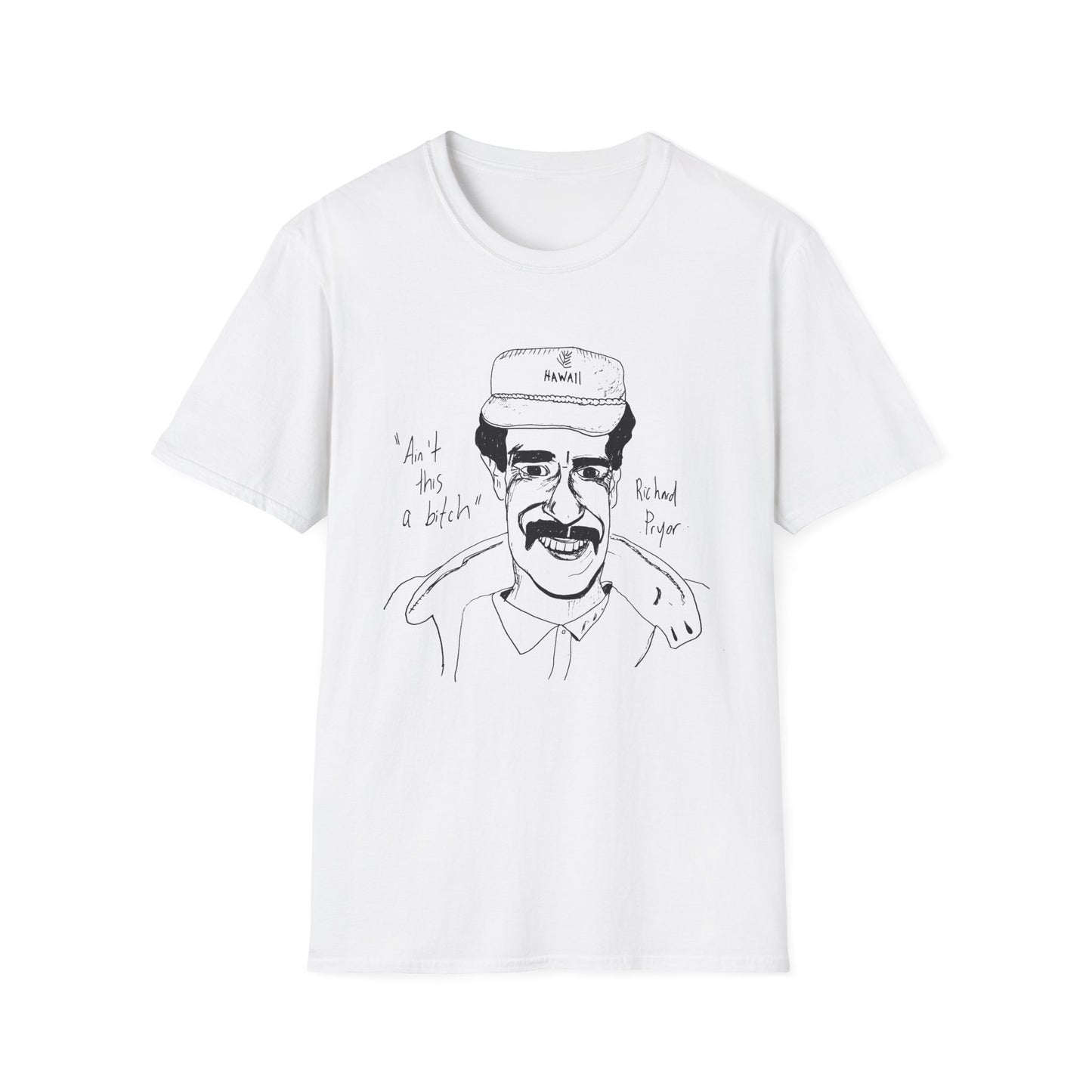 fan art and original drawing of a popular 1980s comedian ain't this a bitch tshirt