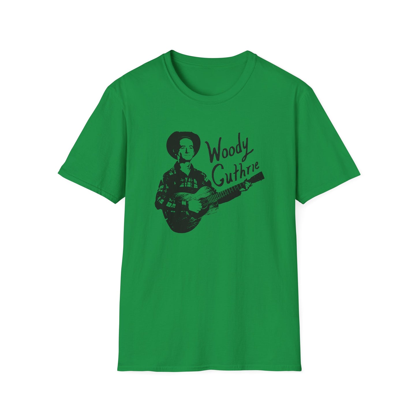 woody guthrie playing his guitar fan art tshirt