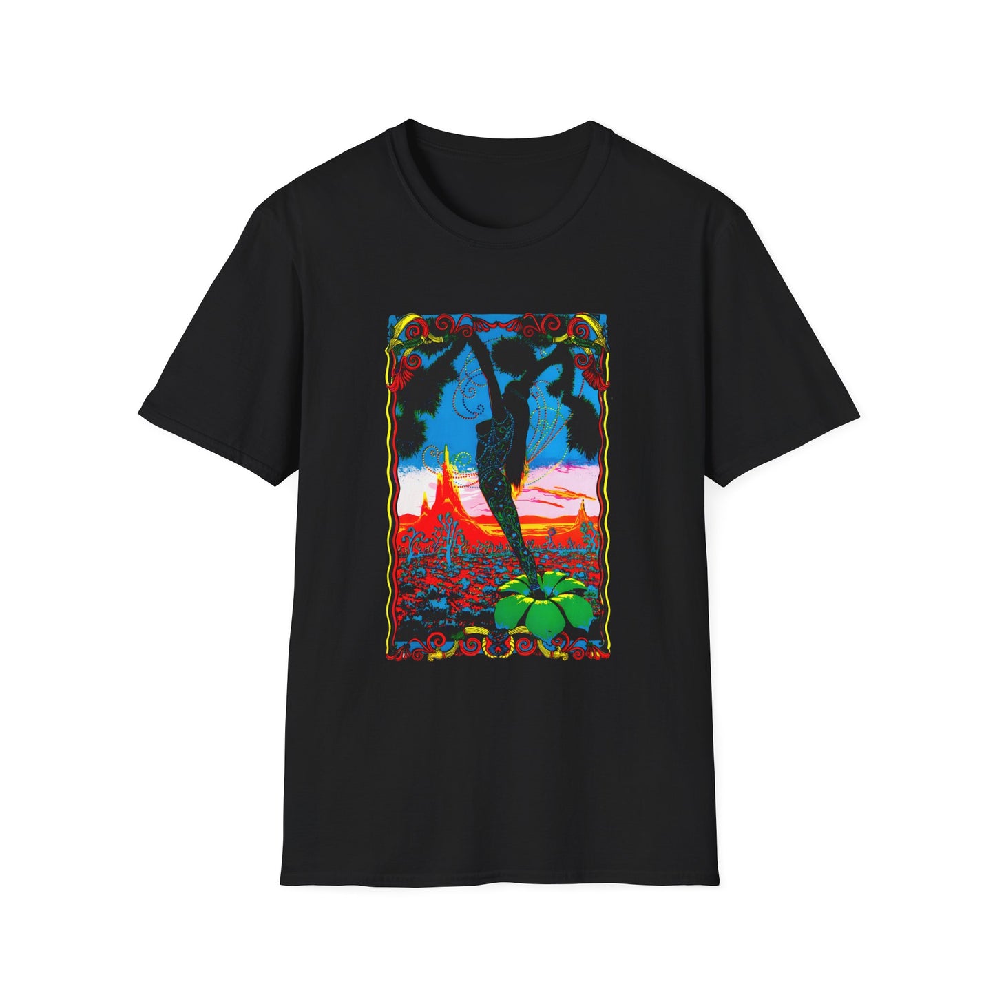 1960s dessert blossom black light psychedelic poster tshirt