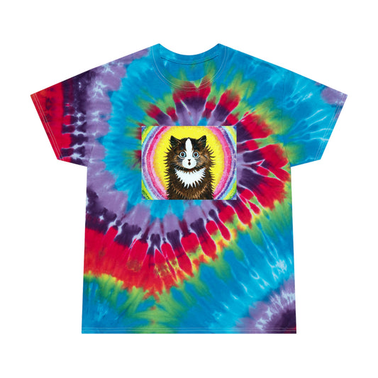 cat in a rainbow louis wain reproduction tie dye tshirt