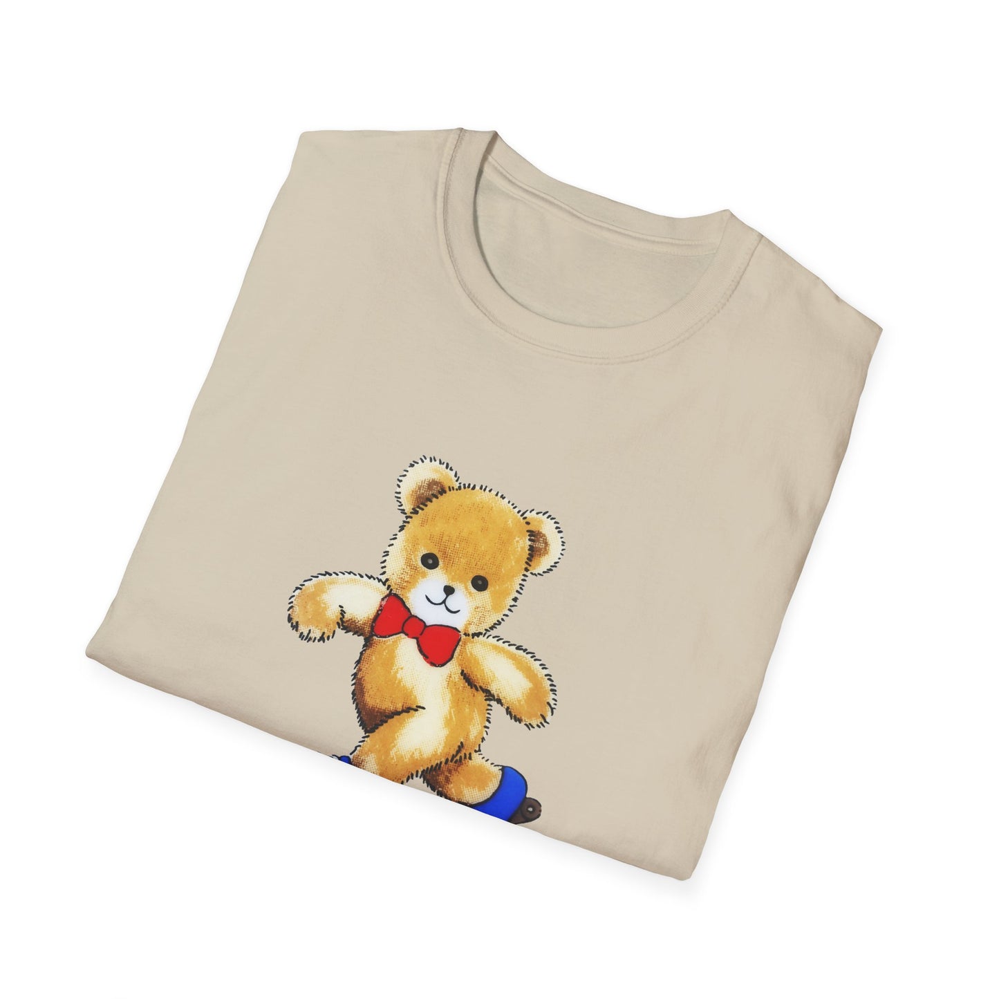 roller skating cute vintage teddy bear illustration reproduction tshirt