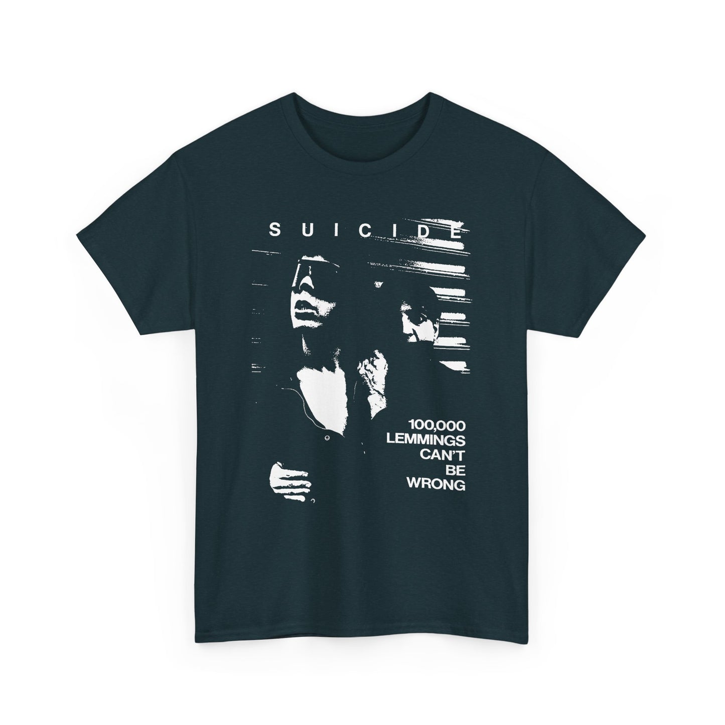 1980 zig zag magazine article on the band suicide 100 000 lemmings can't be wrong graphic tshirt