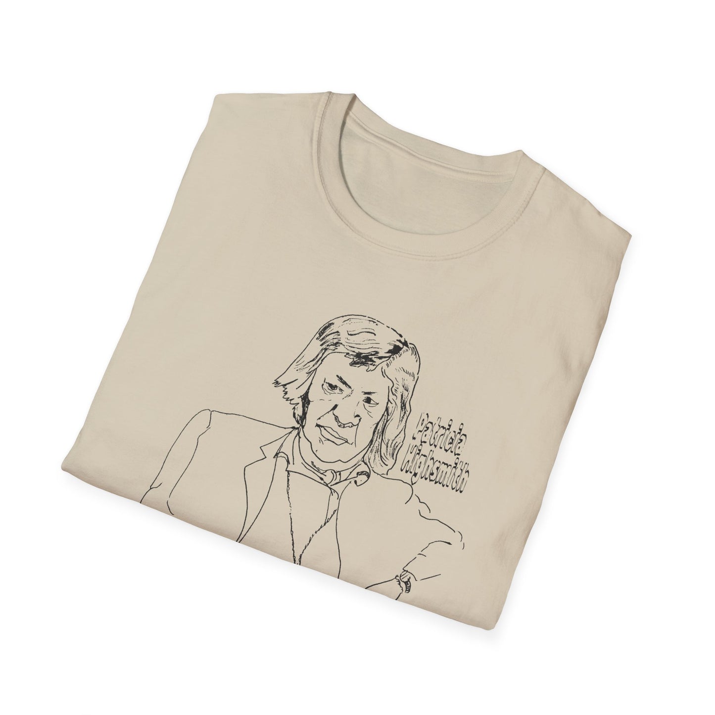 original drawing of patricia highsmith I find the public passion for justice quite boring and artificial tshirt