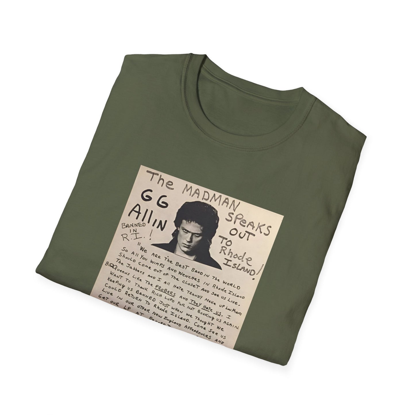 1982 show poster tshirt gg allin and the jabbers