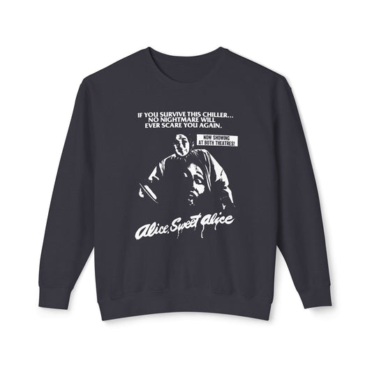 alice sweet alice 1976 drive in movie advertisement 100% cotton sweatshirt