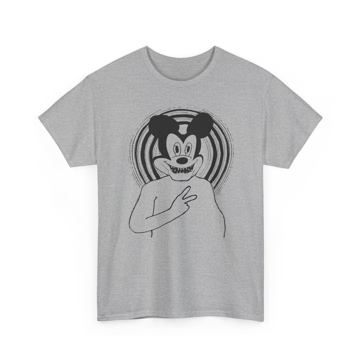 1960s british underground magazine peace sign mickey fan art edit with halo tshirt