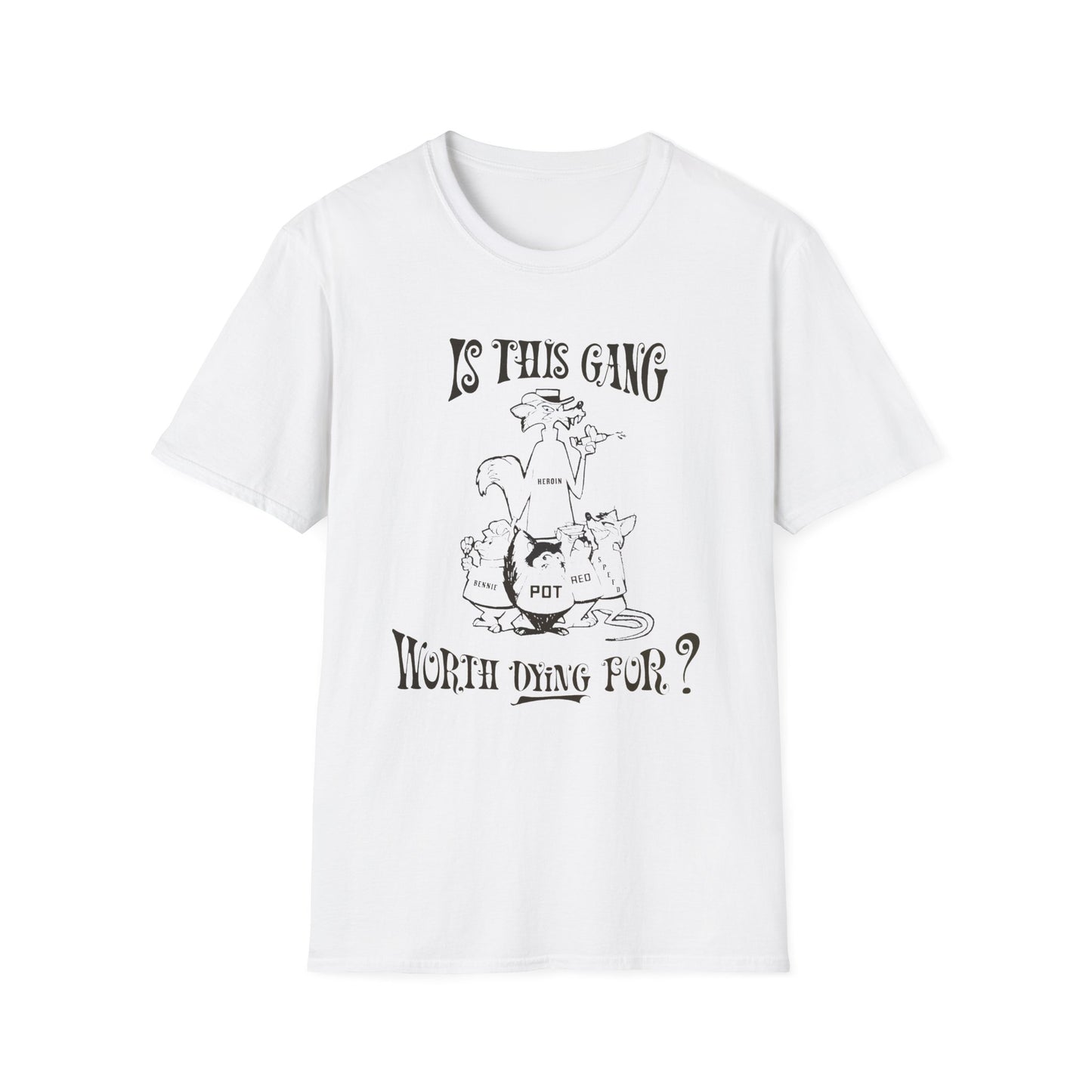 1960s/70s anti drug poster is this gang worth dying for? by smartset smarteen s.o.s tshirt