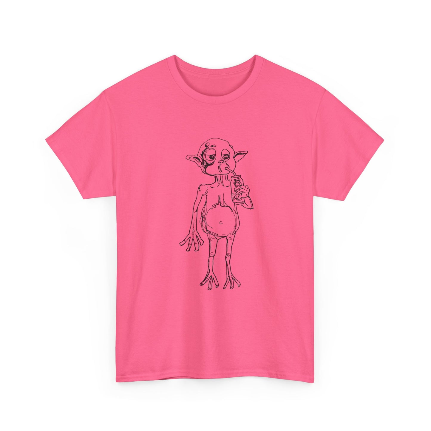 mysterious alien creature (MAC) drinking cola full body original sketch tshirt