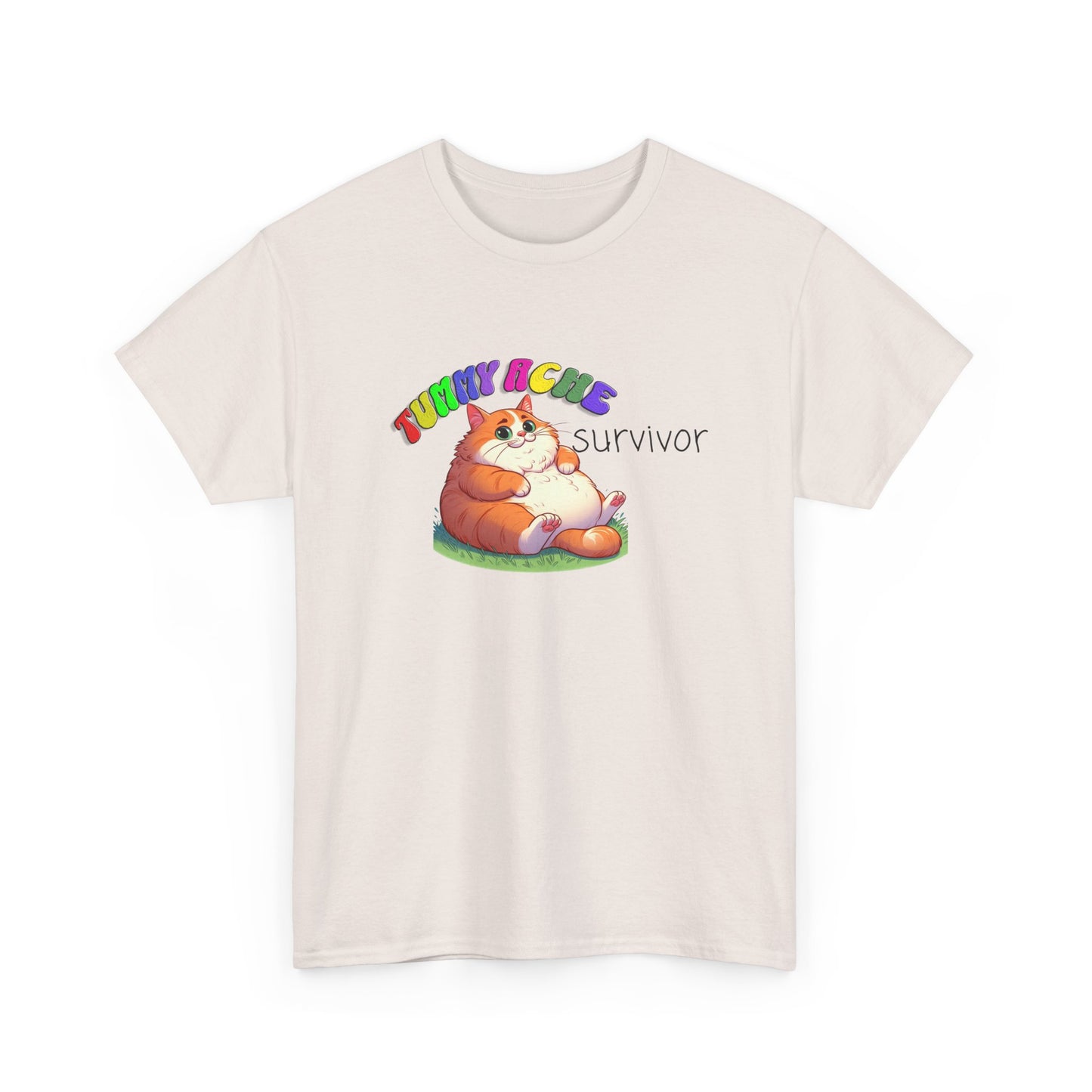 tummy ache survivor stuffed kitty silly tshirt