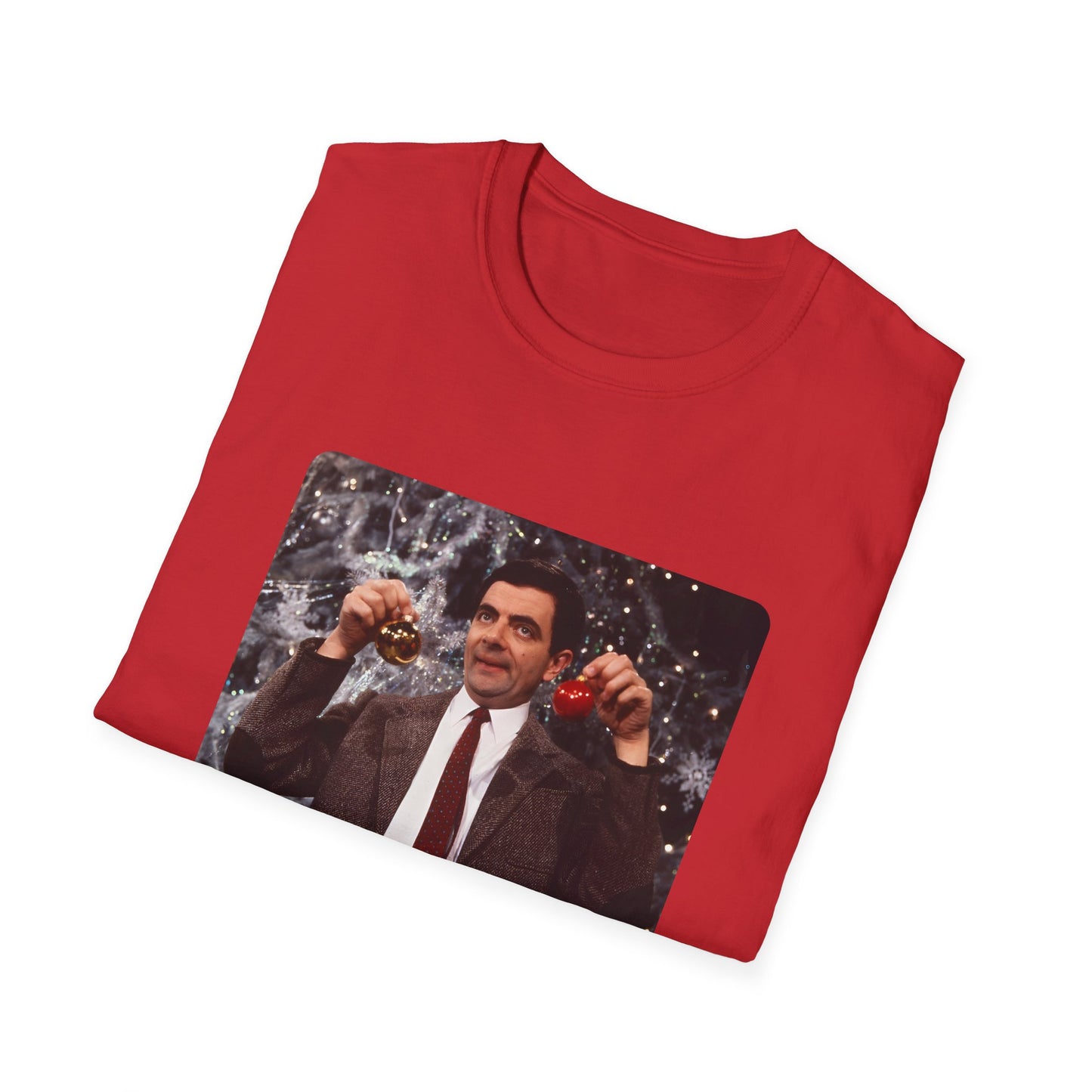 mr bean with christmas ornaments tshirt