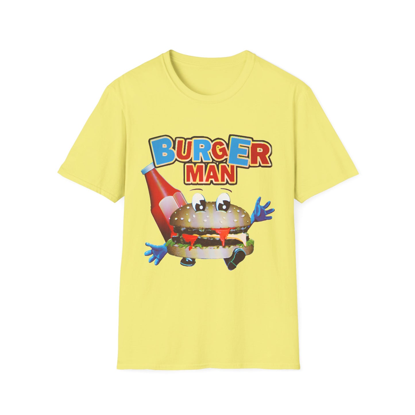 old video game burger man retro design reproduction tshirt