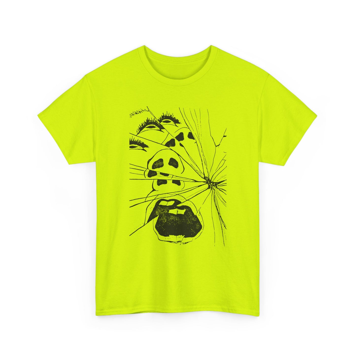 woman screaming through broken glass illustration custom edit tshirt