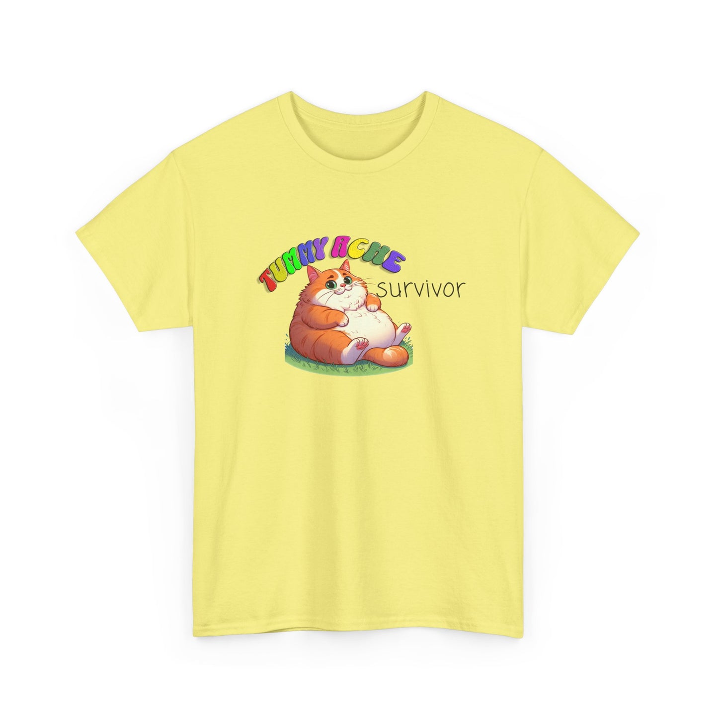 tummy ache survivor stuffed kitty silly tshirt