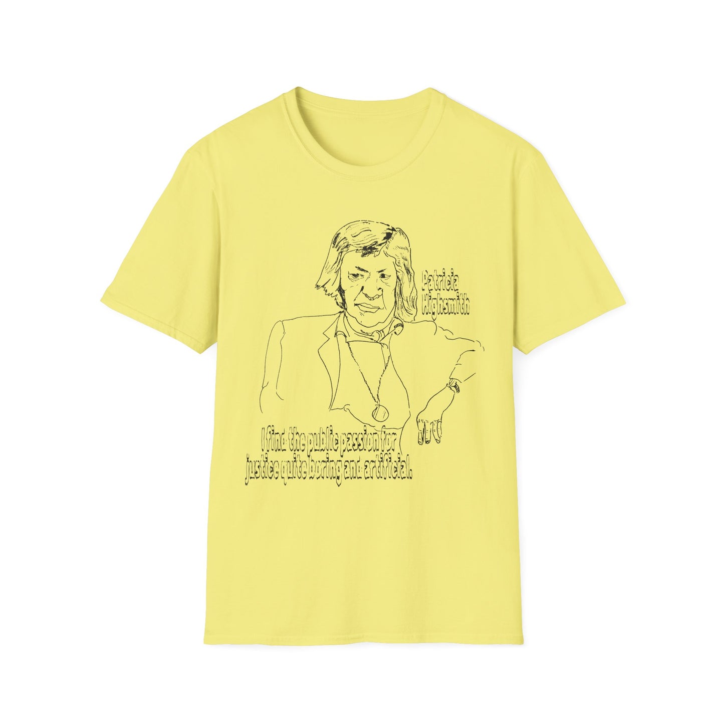 original drawing of patricia highsmith "I find the public passion for justice quite boring and artificial."
