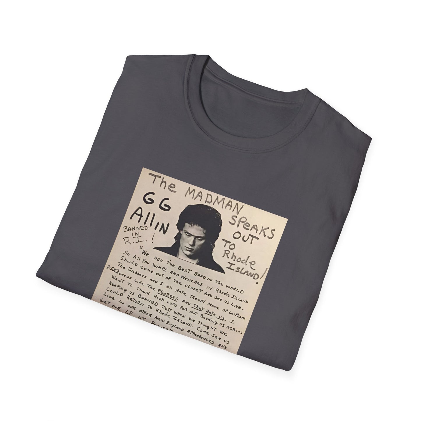 1982 show poster tshirt gg allin and the jabbers