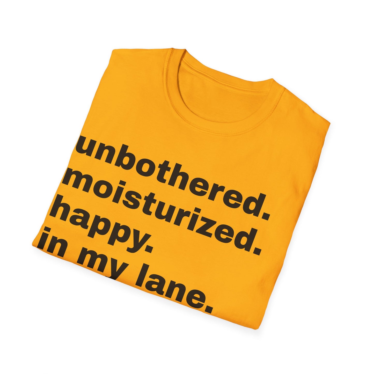 unbothered. moisturized.  happy.  in my lane.  focused.  flourishing. tshirt