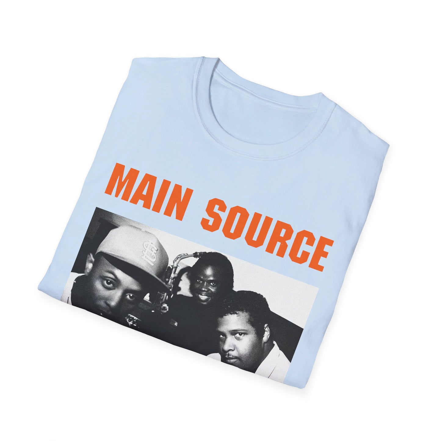 main source 90's hip hop legends photo on the couch tshirt