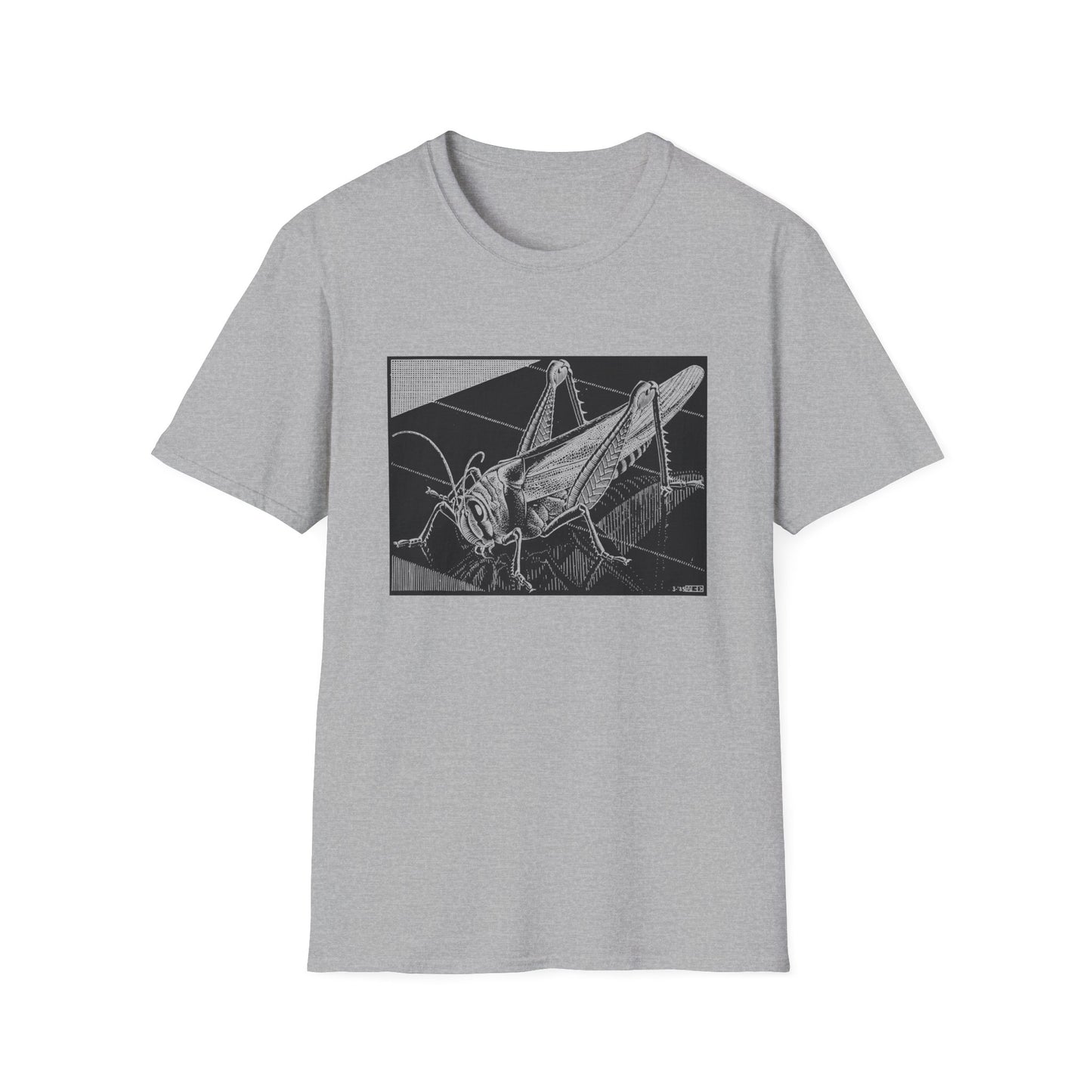 1935 m.c escher grasshopper wood engraving tshirt