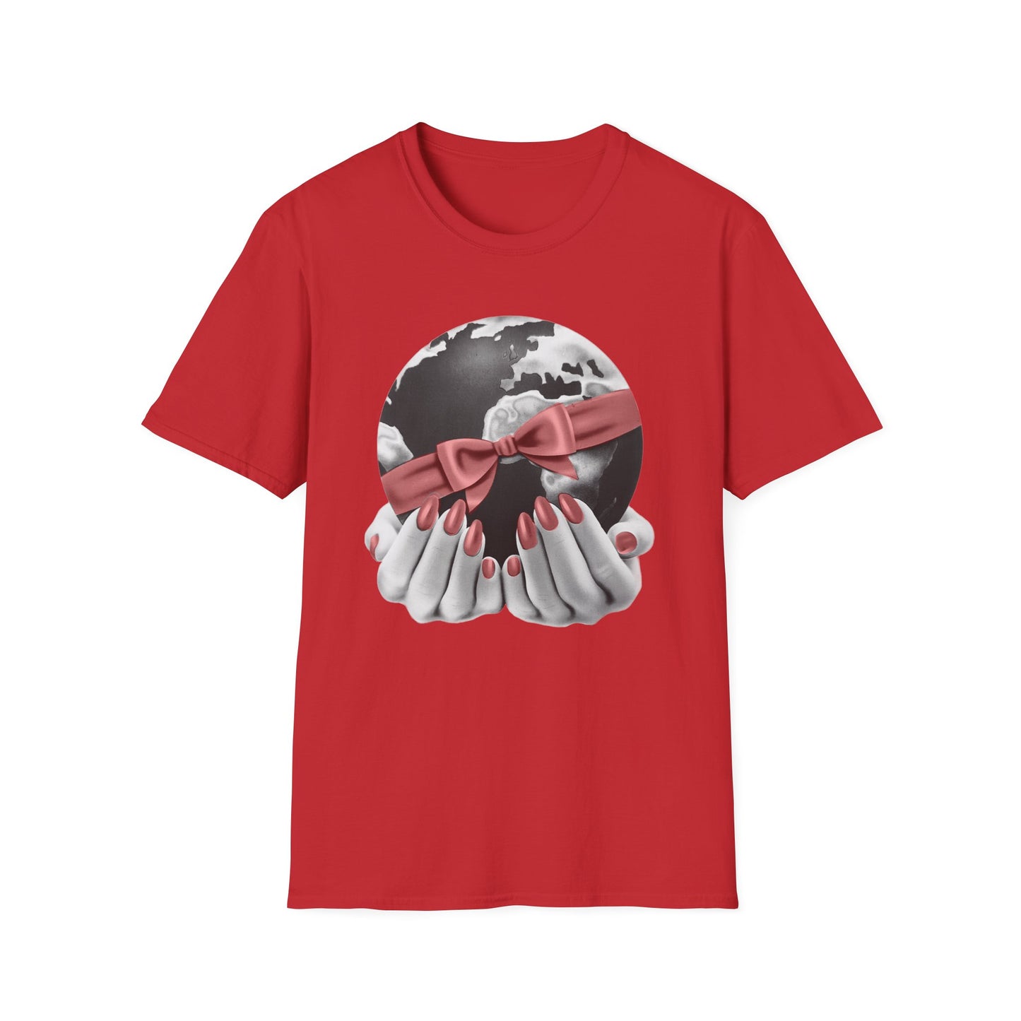 i'd give you the world 1980s graphic from a greeting card red nail version tshirt