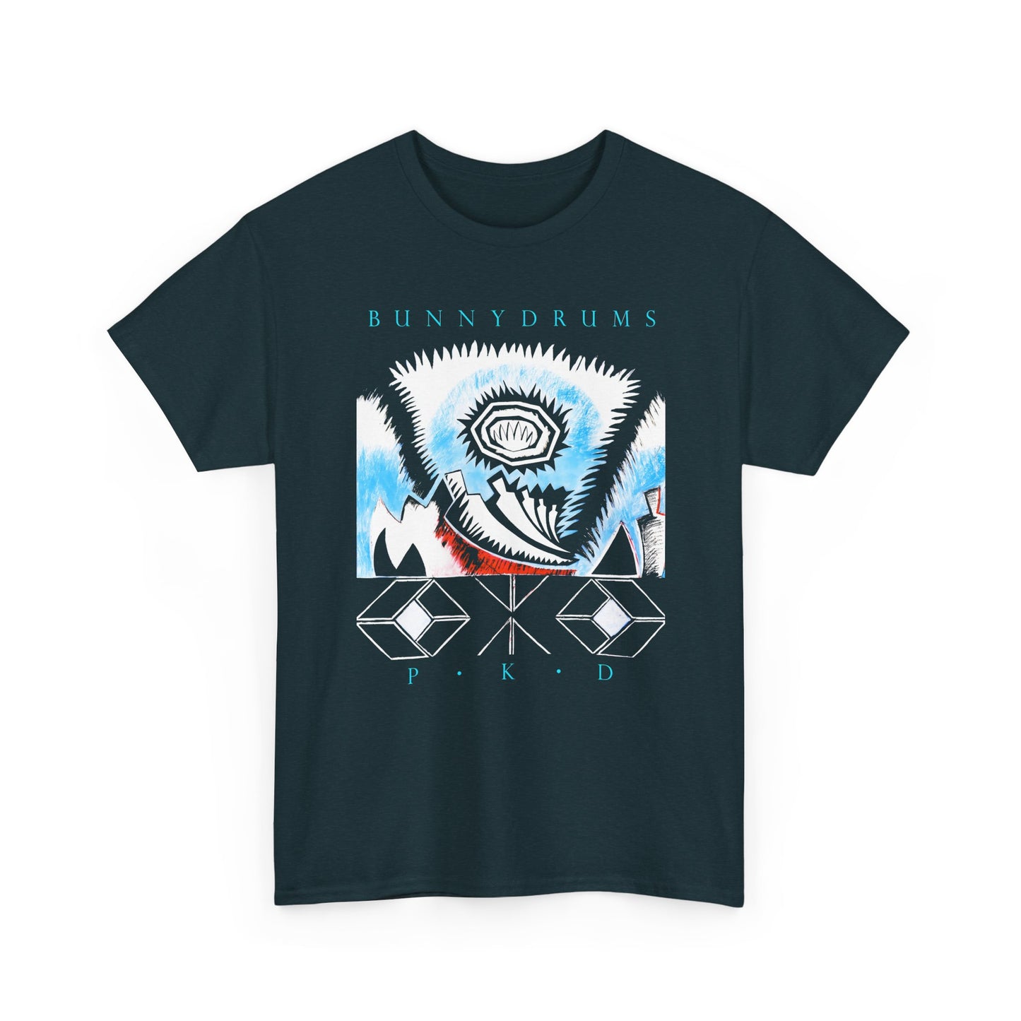 1983 post punk band bunnydrums pkd album cover edit tshirt