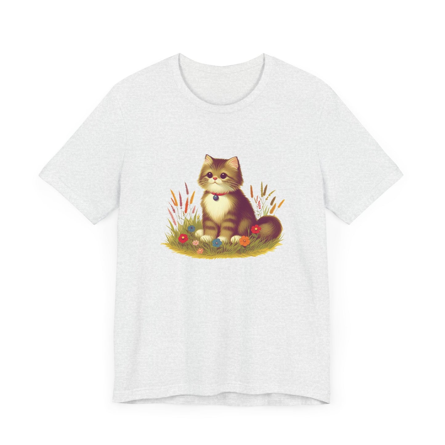 cute cat sitting in the grass tshirt