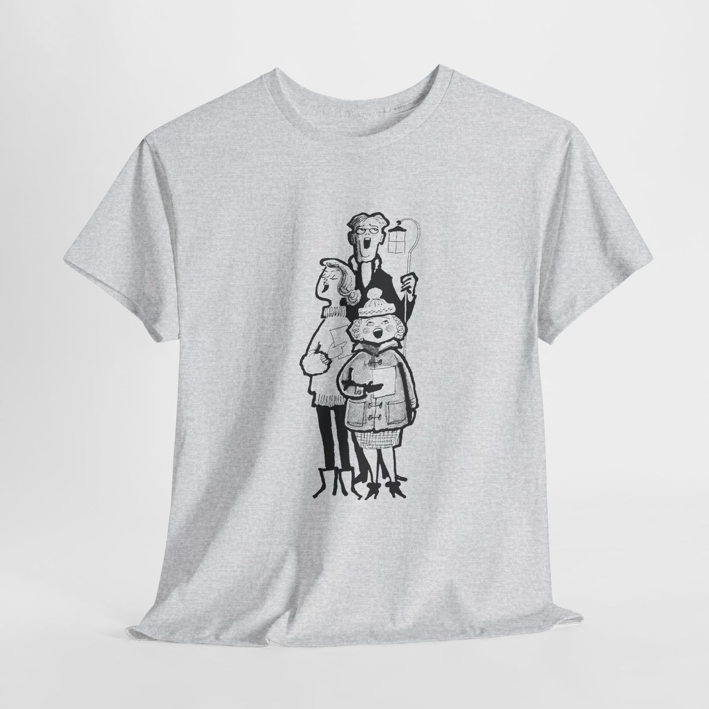 vintage 1960s caroling illustration reproduction tshirt