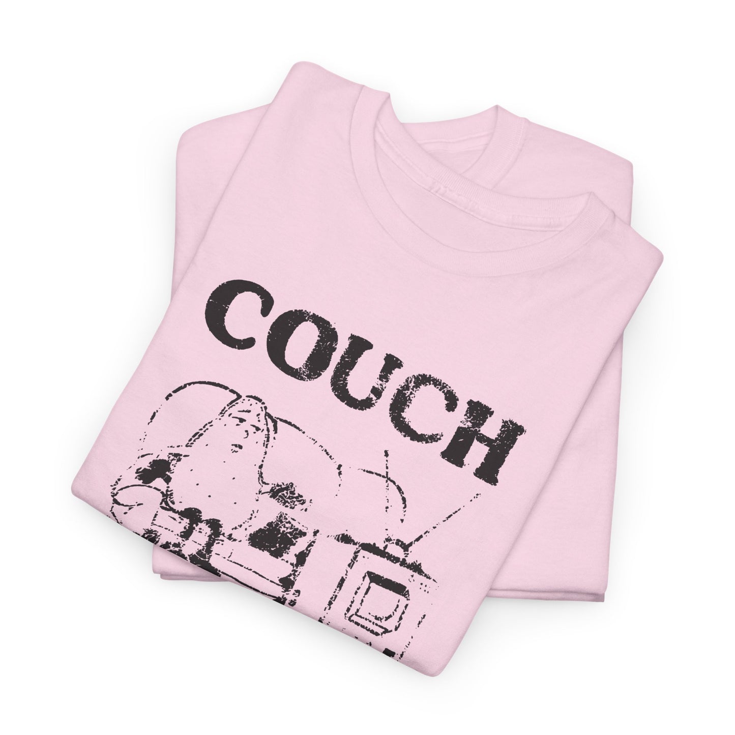 vintage couch potato reproduction in black graphic tshirt