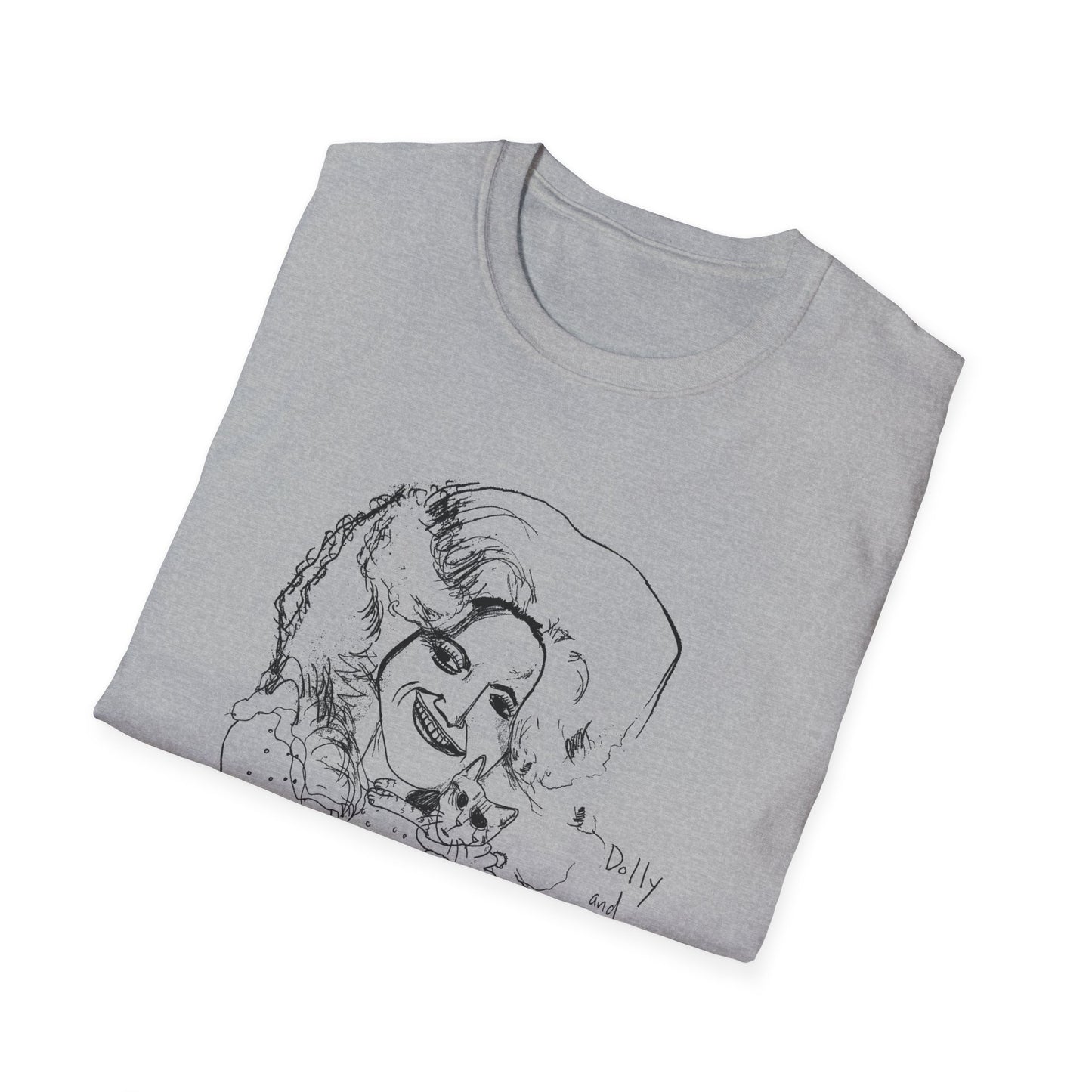 dolly and cat drawing tshirt