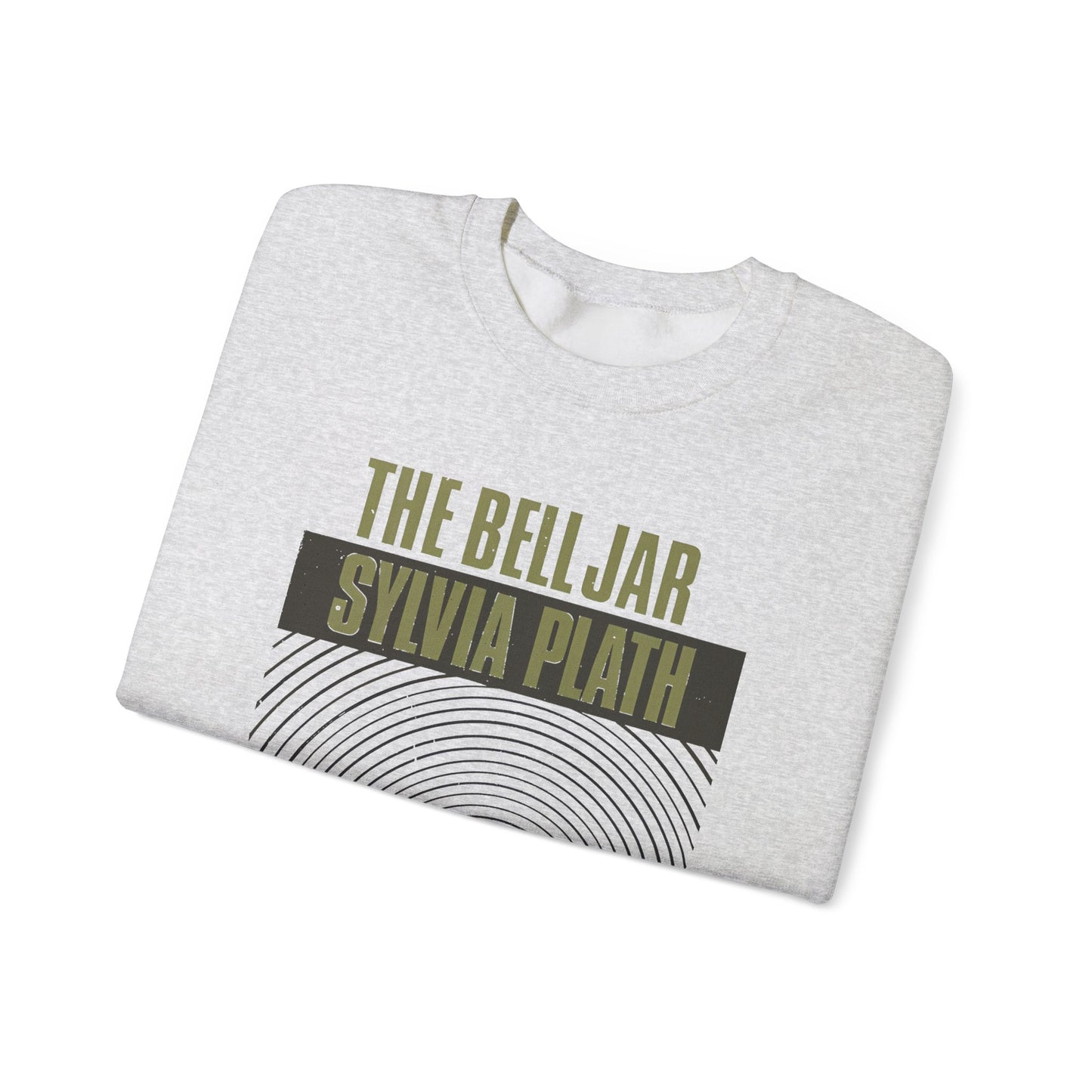 1963 book by sylvia plath "the bell jar" book cover on a unisex heavy blend crewneck sweatshirt