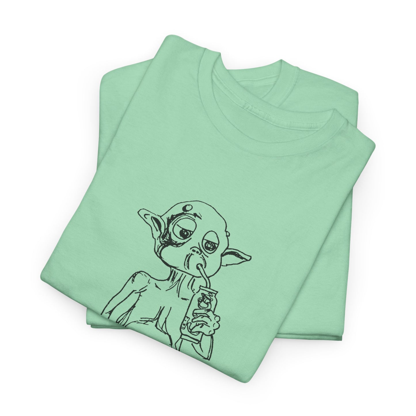mysterious alien creature (MAC) drinking cola full body original sketch tshirt