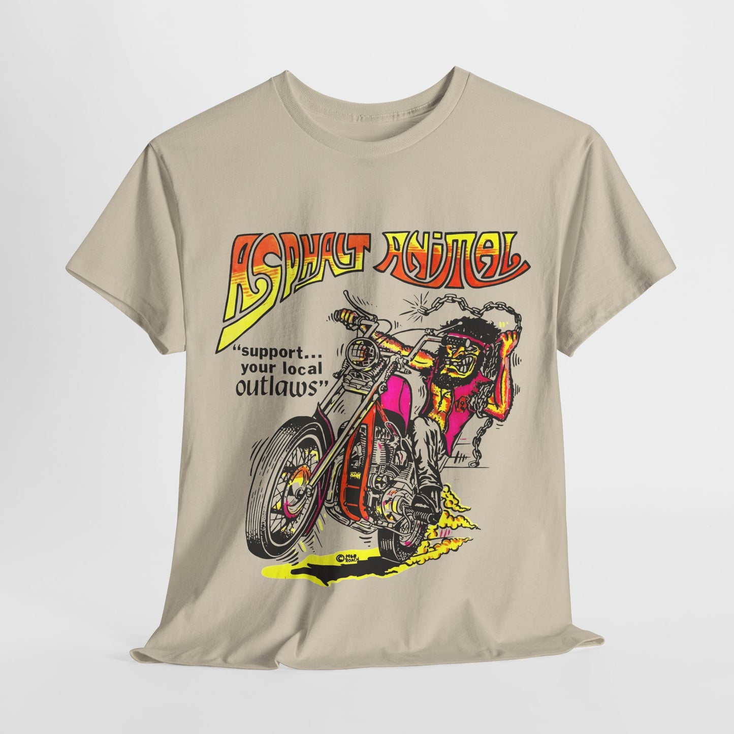 vintage 1967 asphalt animal support your local outlaws mototcycle graphic reproduction tshirt