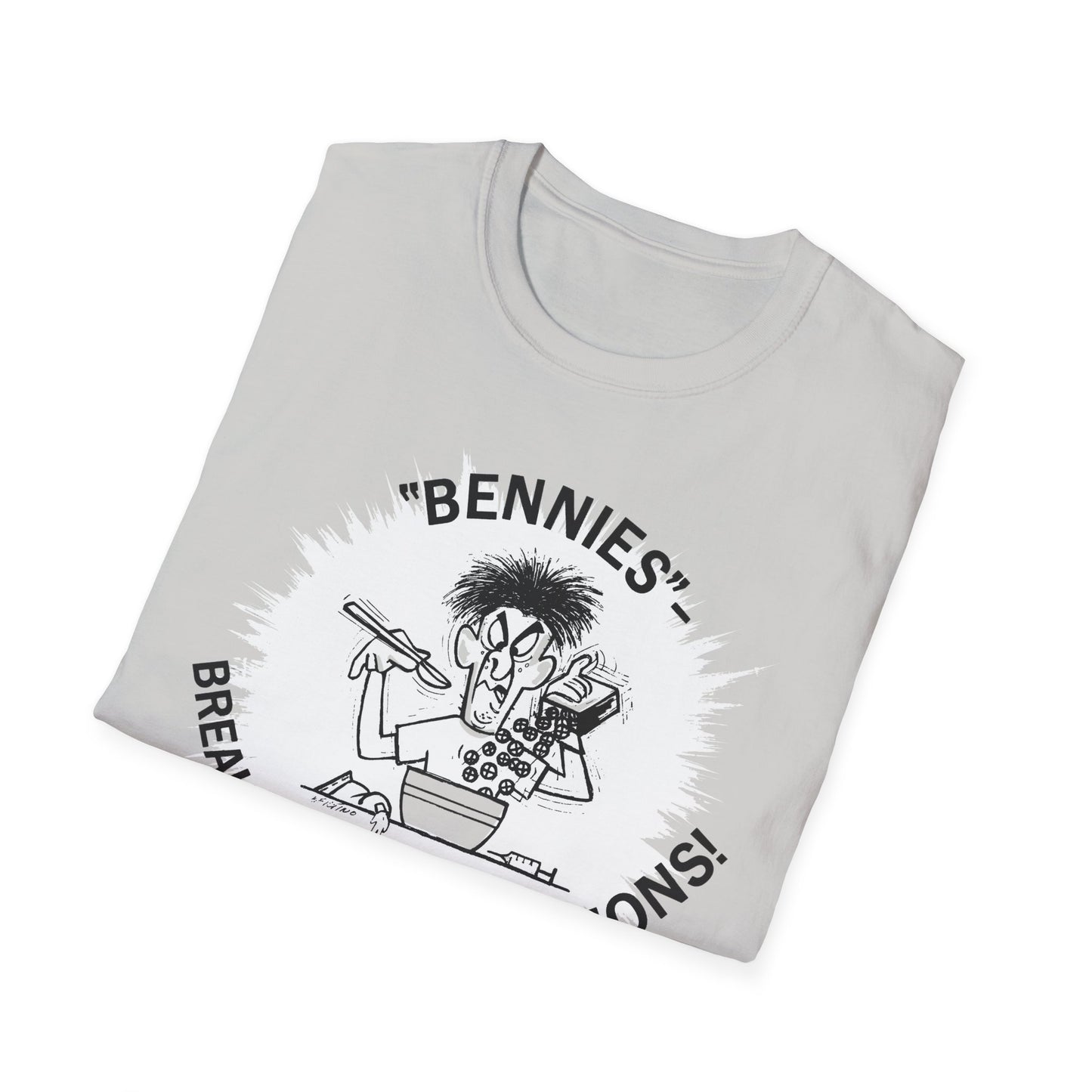 1960s/70s anti-drug poster tshirt "bennies - breakfast of chumpions! chumps are never champs!" by smartset smarteen s.o.s tshirt