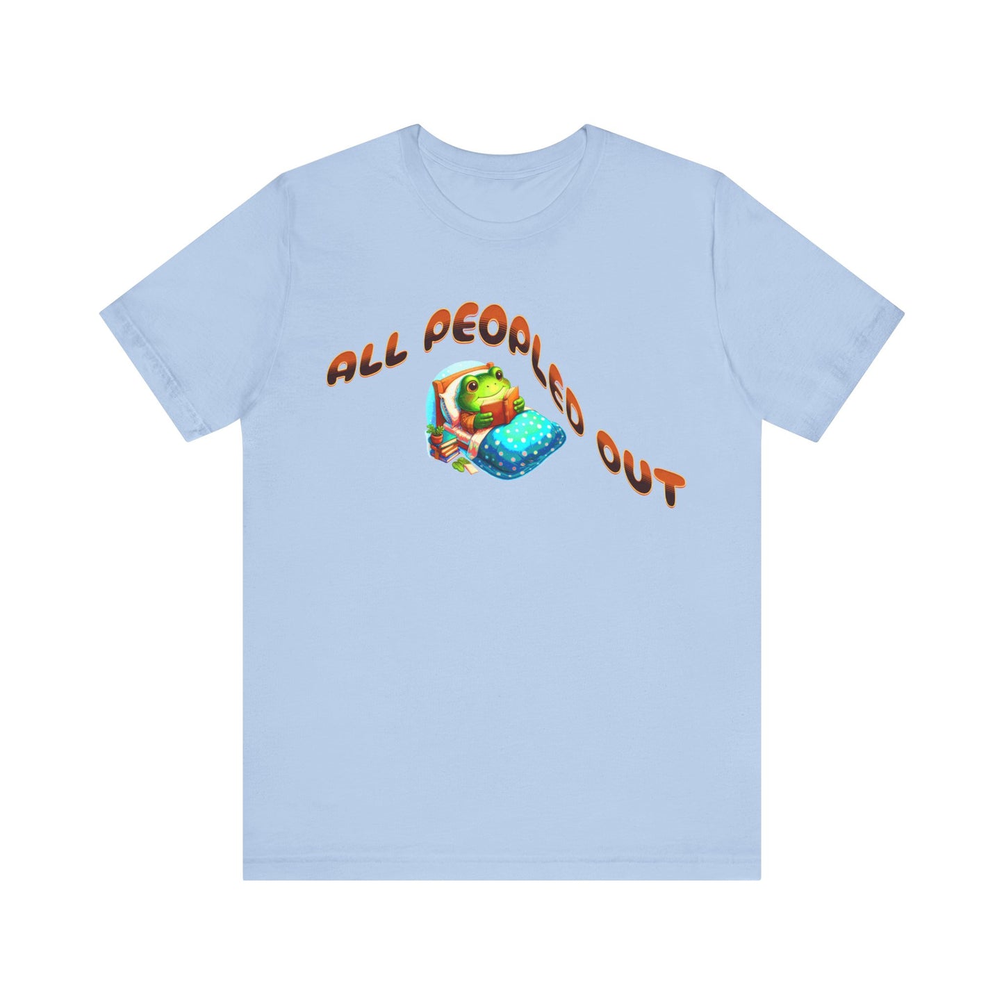 all peopled out cute frog reading a book in bed tshirt