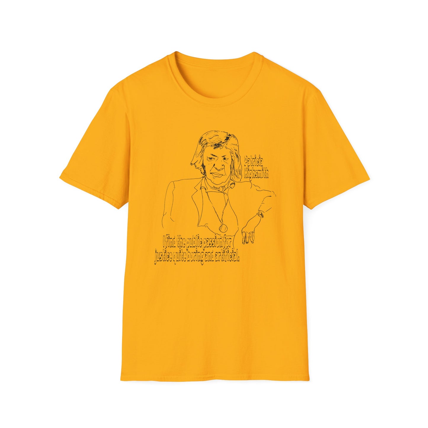 original drawing of patricia highsmith I find the public passion for justice quite boring and artificial tshirt