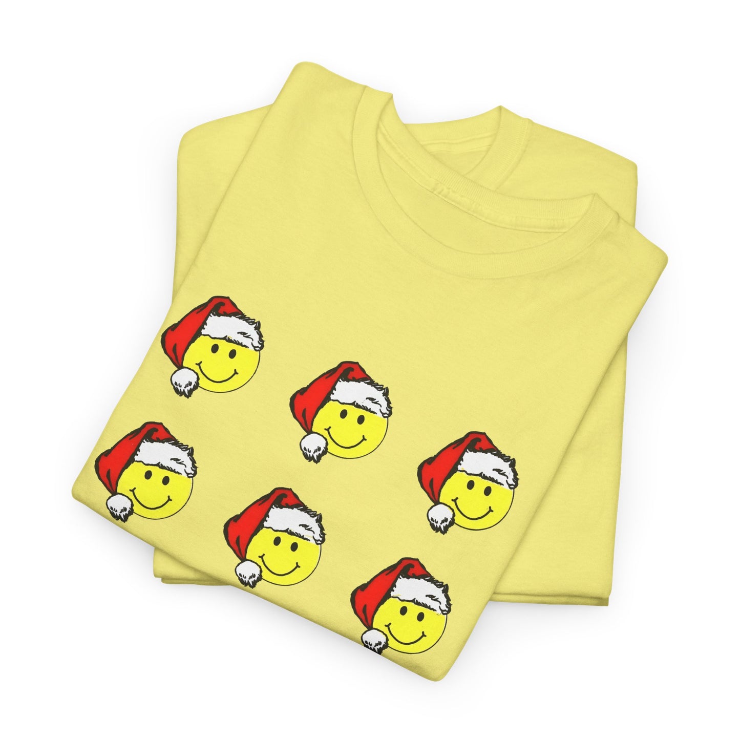 1980s sticker pack of happy face santas on a tshirt