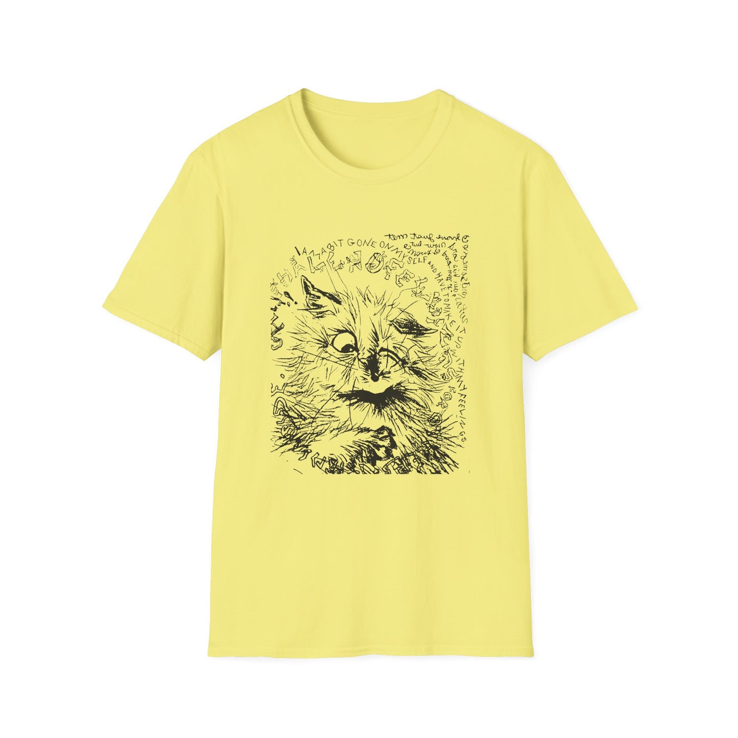 louis wain cat sketch i am a bit gone on myself and have to make it up with my feelings reproduction tshirt