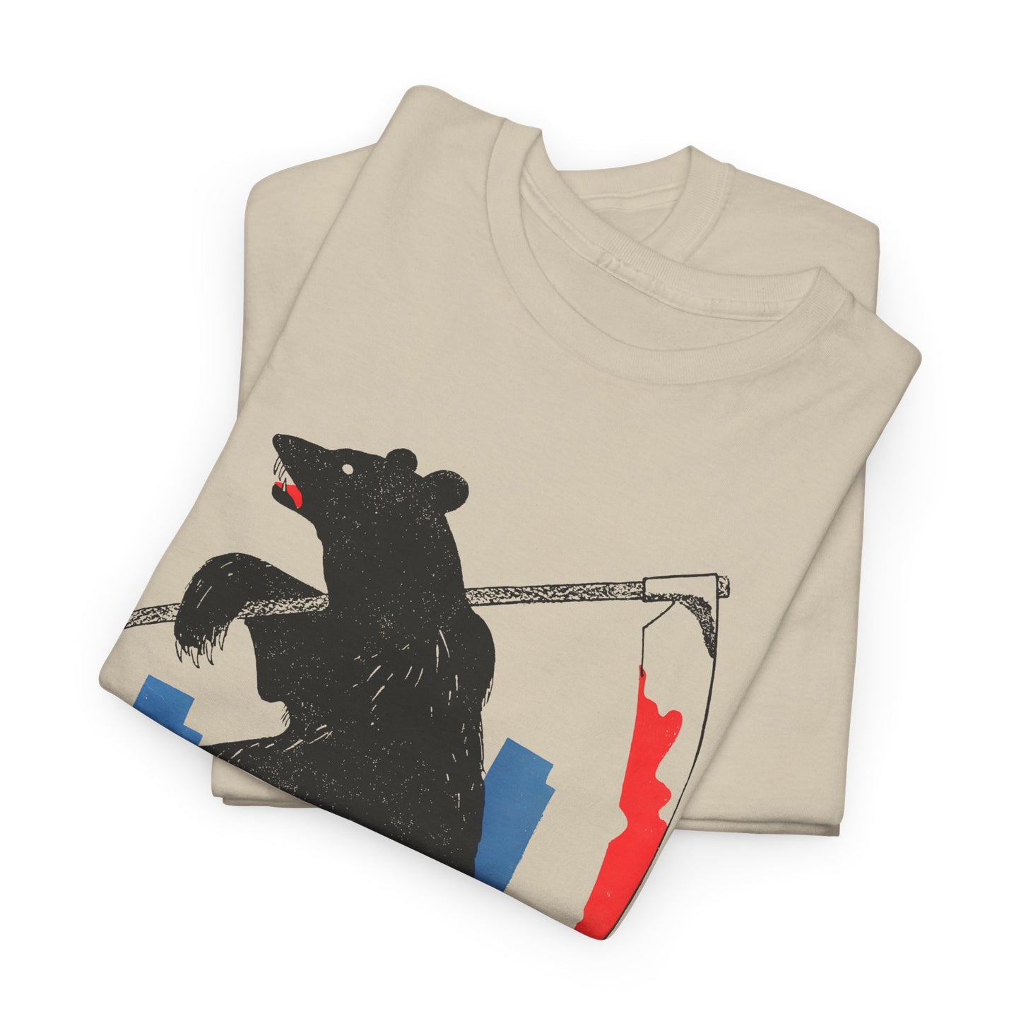 mid century manolo prieto bear with scythe book cover tshirt