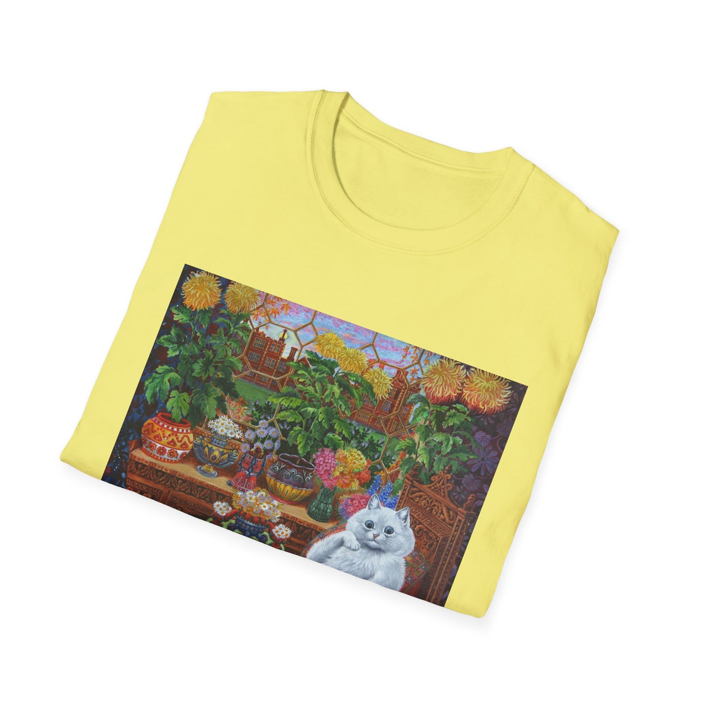 louis wain thinking cat with flowers tshirt
