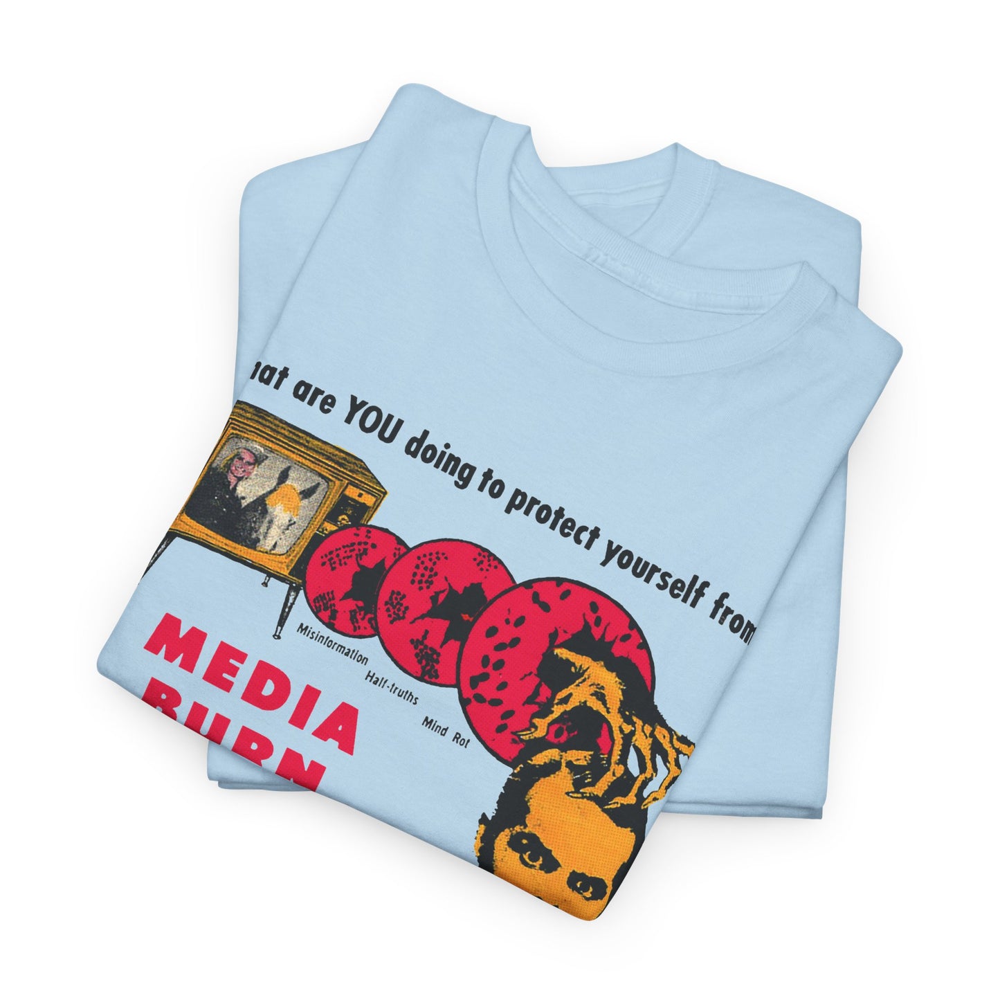 media burn the nation's leading mental crippler 1960s comix graphic tshirt