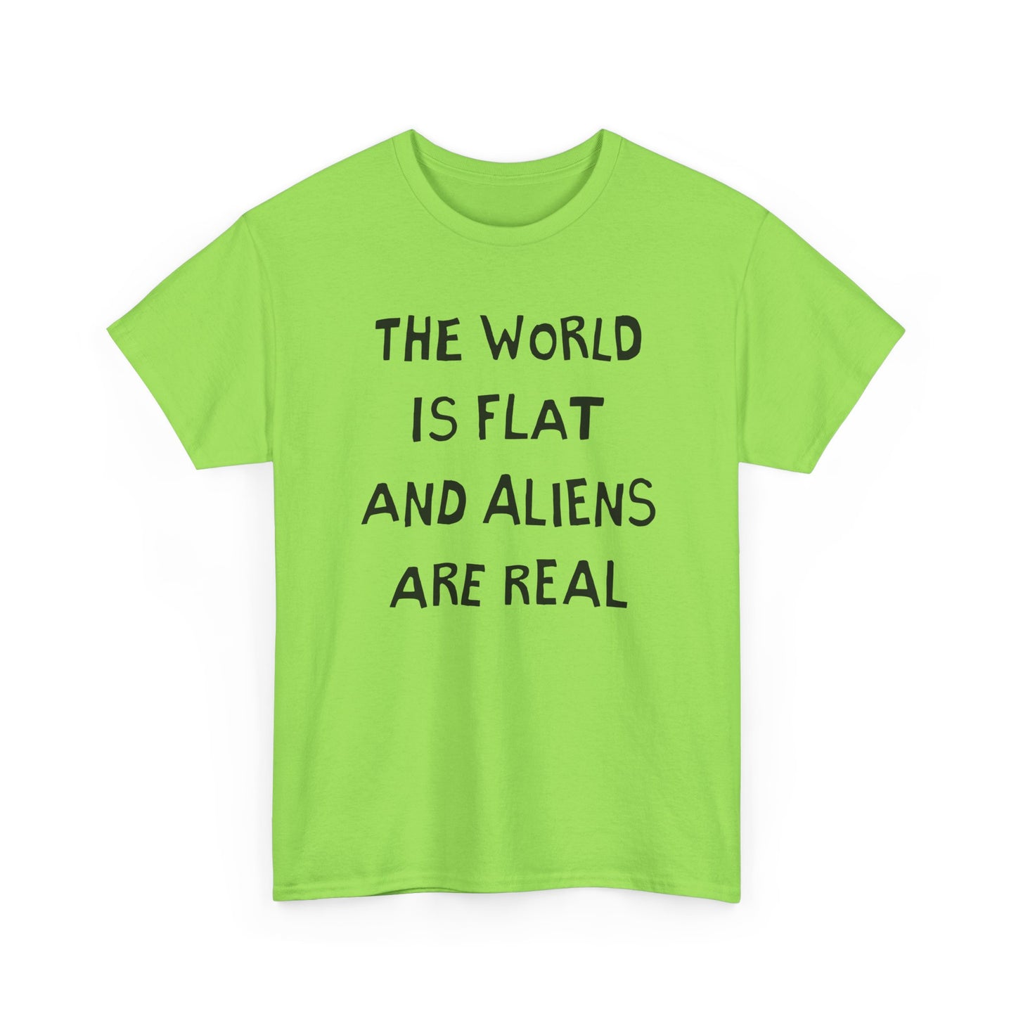 the world is flat and aliens are real hand drawn font tshirt
