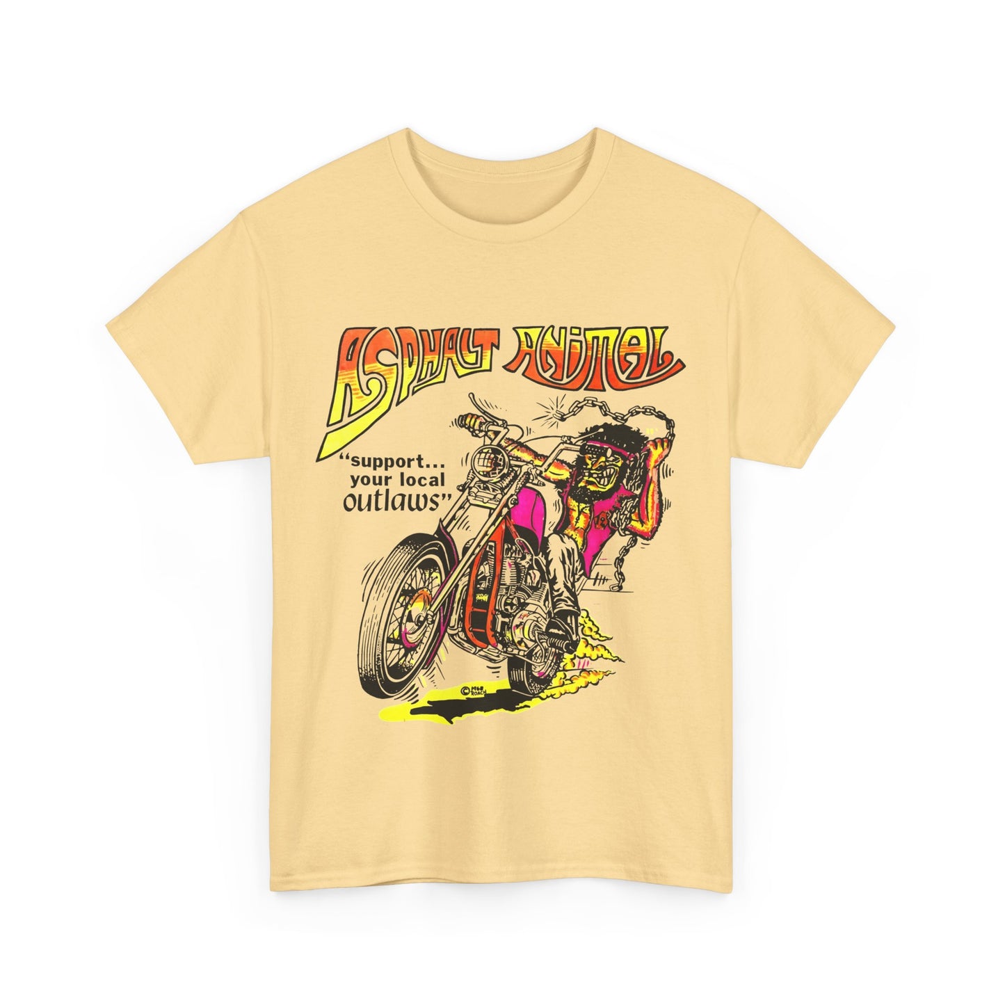 vintage 1967 asphalt animal support your local outlaws mototcycle graphic reproduction tshirt