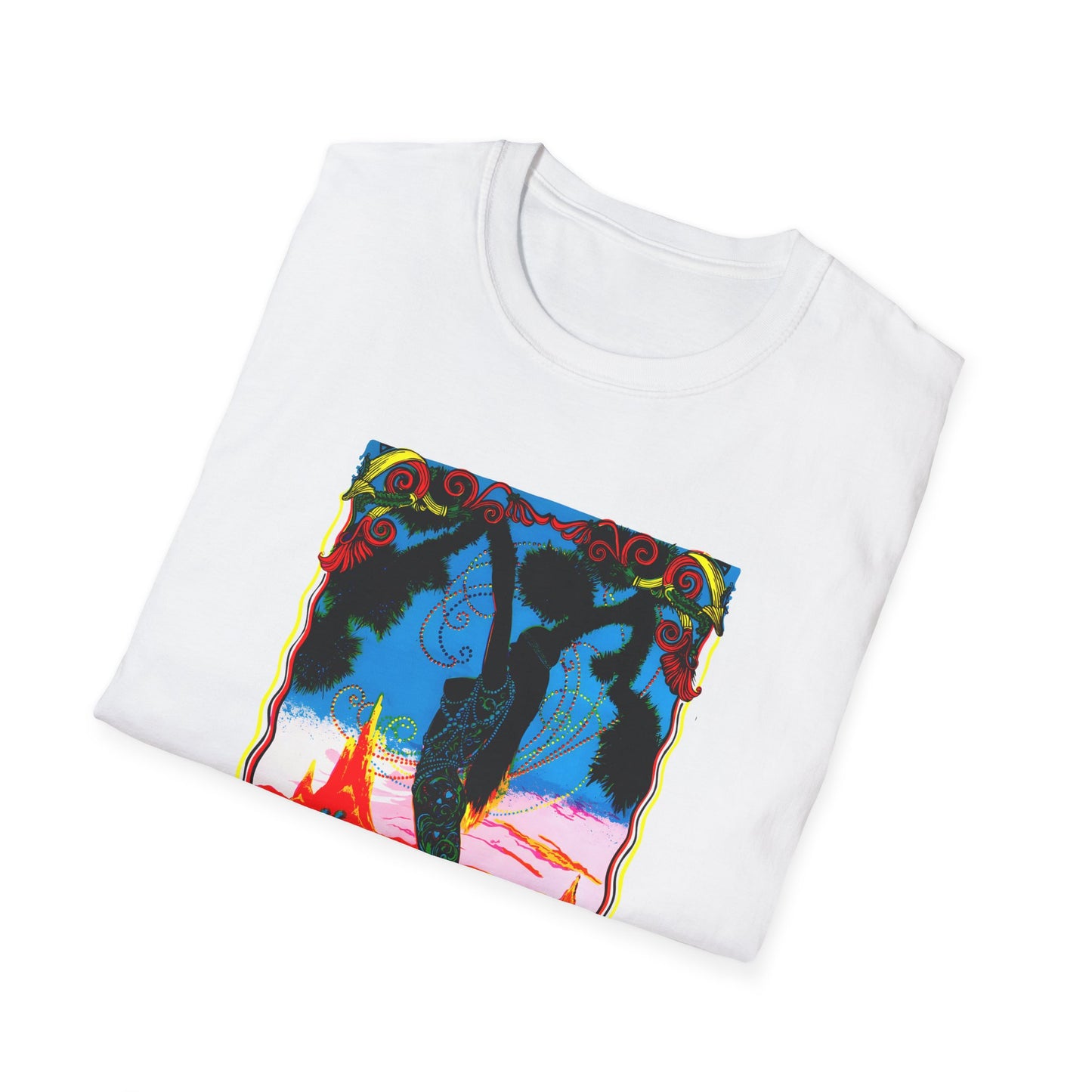 1960s dessert blossom black light psychedelic poster tshirt