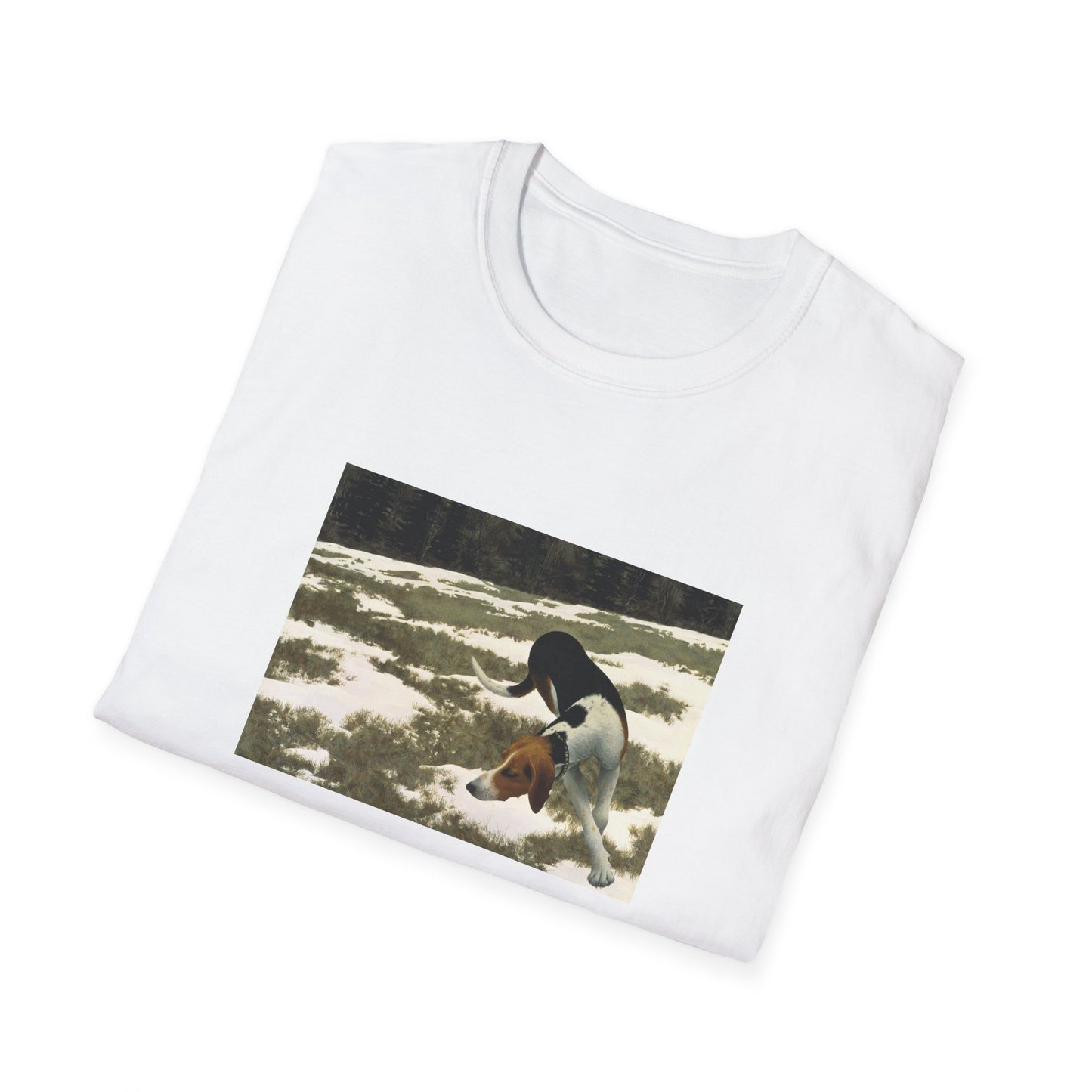 1958 hound in field by alex colville painting reproduction tshirt