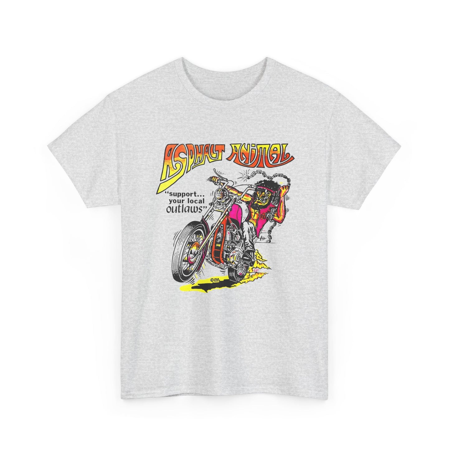 vintage 1967 asphalt animal support your local outlaws mototcycle graphic reproduction tshirt