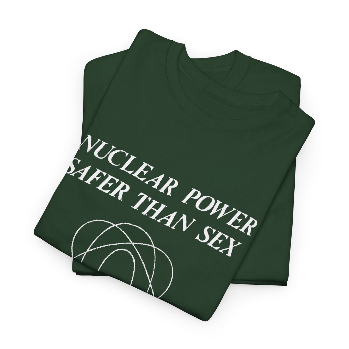 vintage 1970s design "nuclear power safer than sex" tshirt
