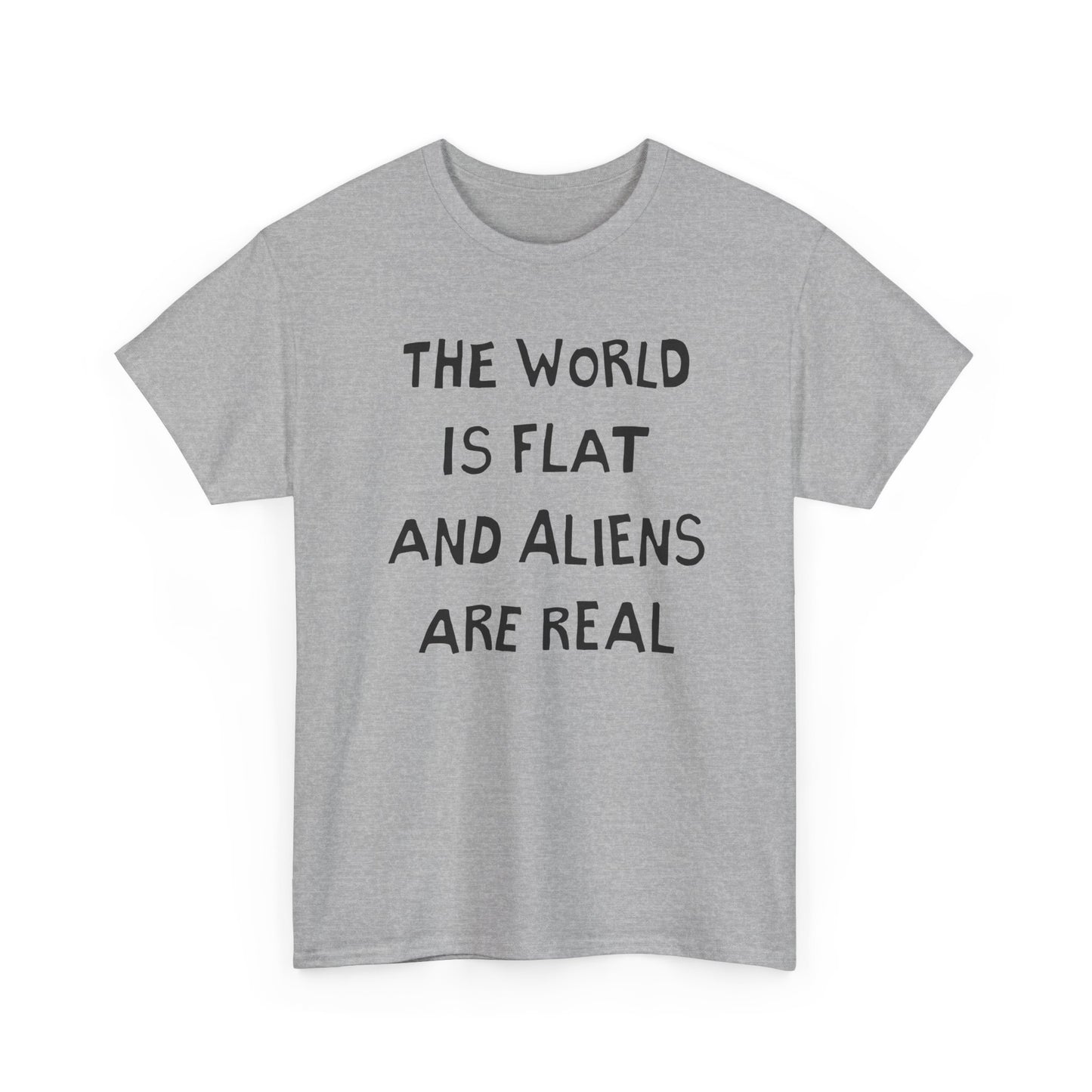 the world is flat and aliens are real hand drawn font tshirt