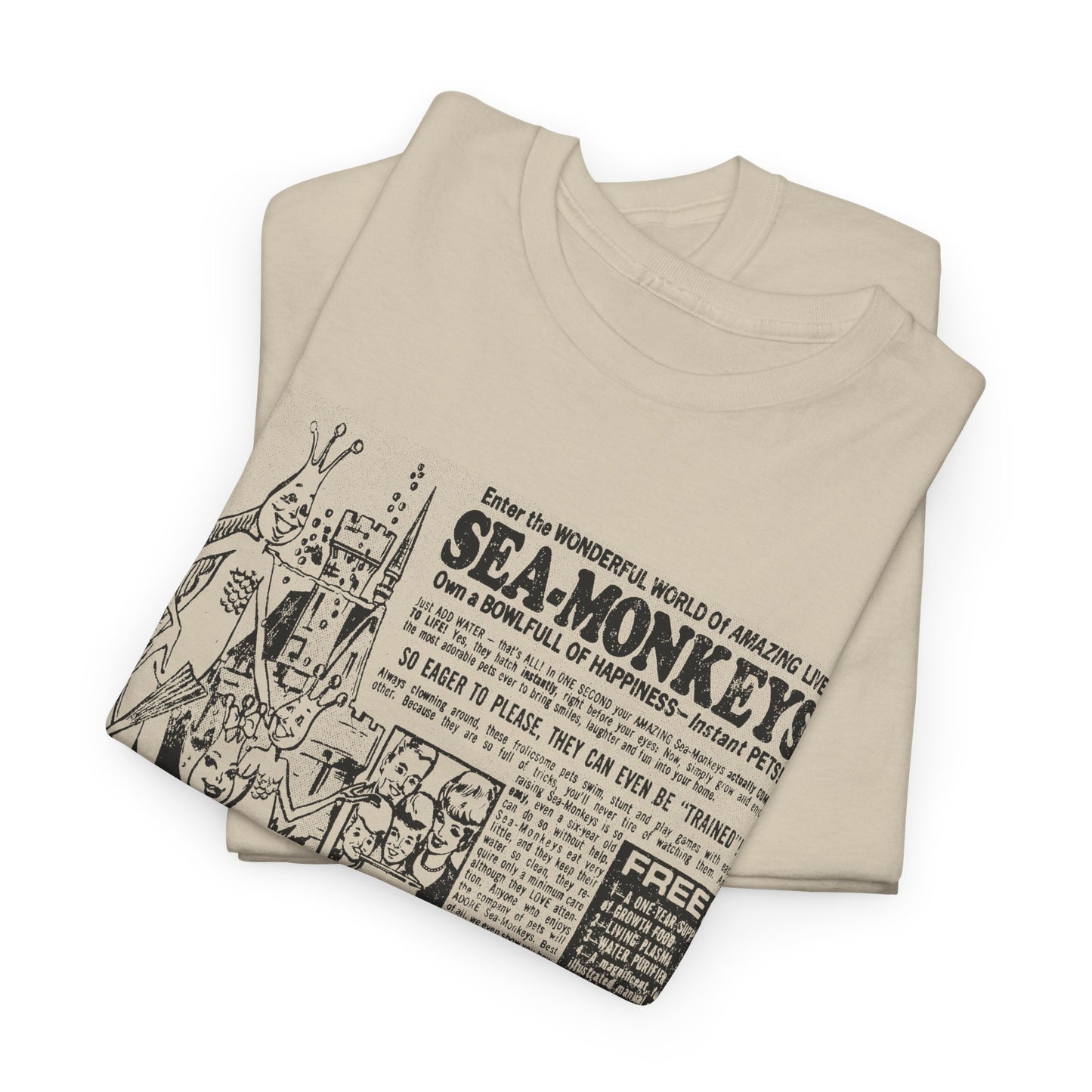 1973 sea monkeys insta pet advert black and white reproduction tshirt