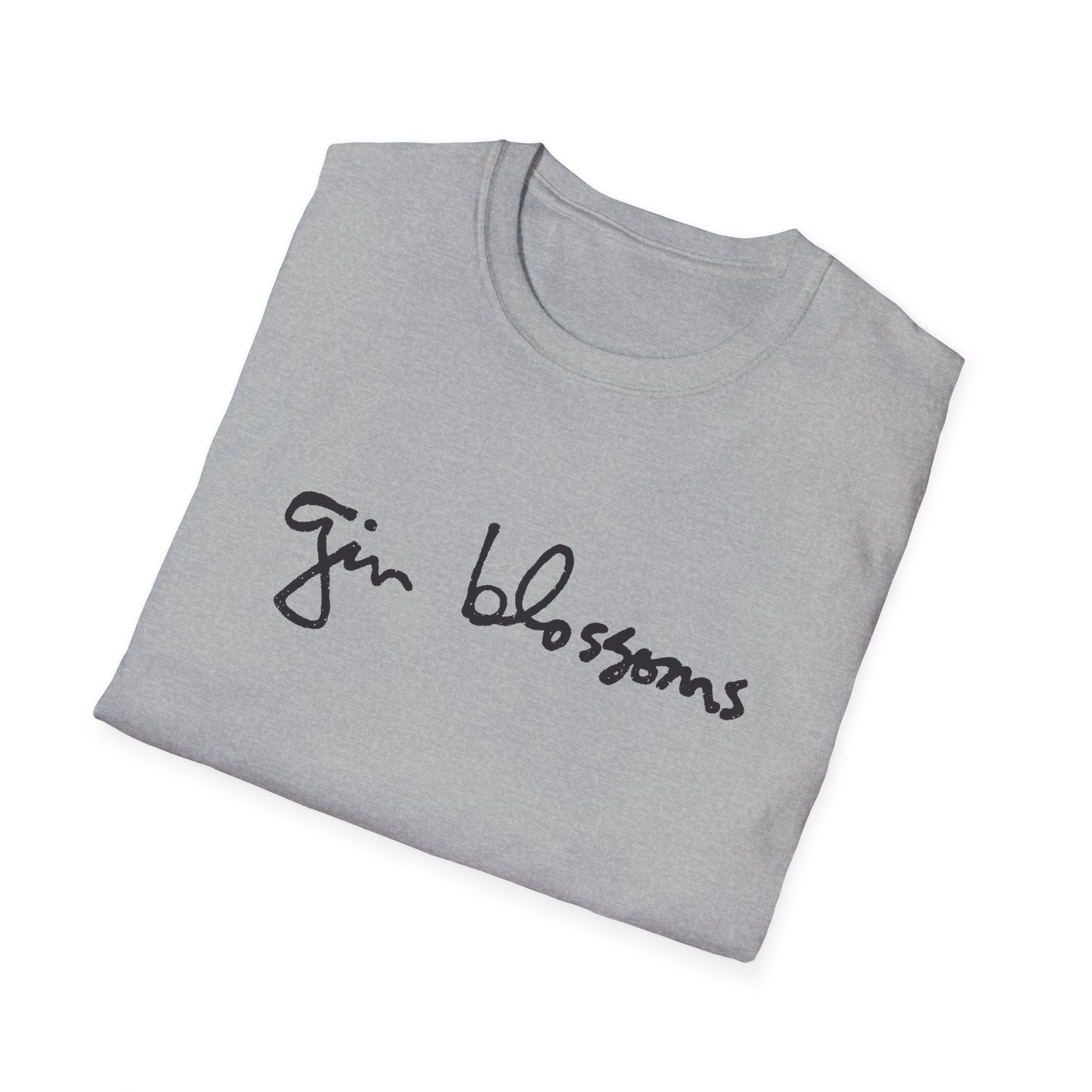gin blossoms logo in black tshirt