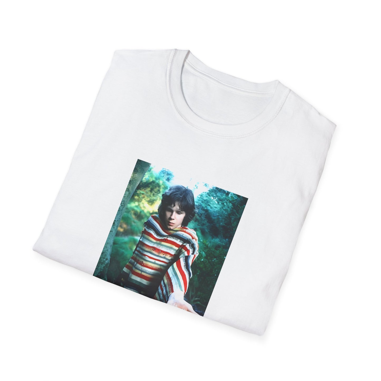 nick drake in the forest holding mushrooms tshirt