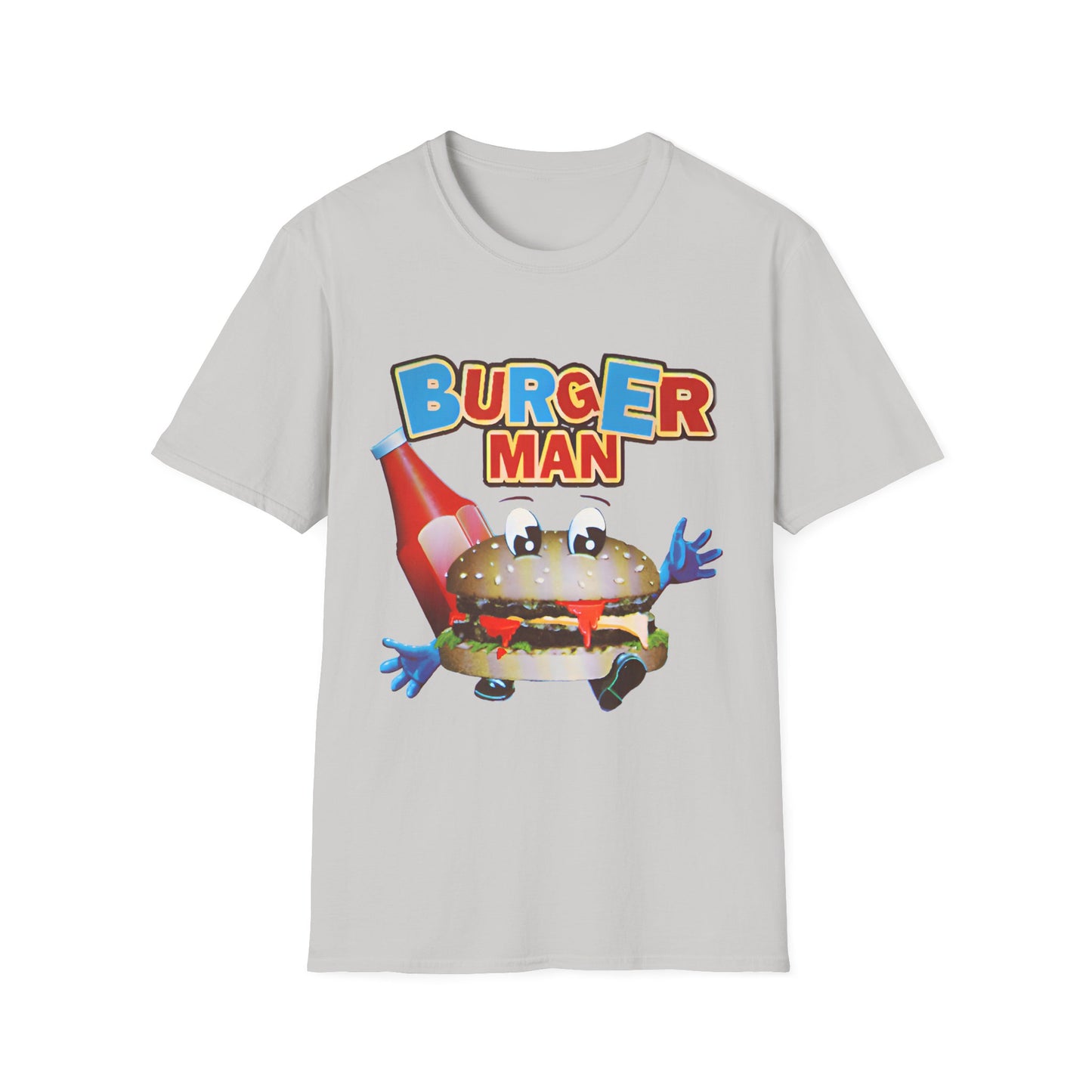 old video game burger man retro design reproduction tshirt